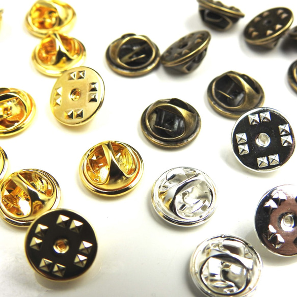 【10個】ピンバッチ 蝶タック★アンティーク/11ｍｍ★留め具 キャッチ 金具 4枚目の画像