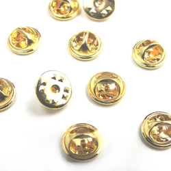 【10個】ピンバッチ 蝶タック★ゴールド/11ｍｍ★留め具 キャッチ 金具 3枚目の画像