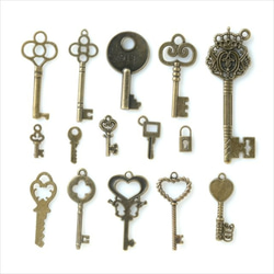 Kinkobi Charm Set of 15 Keys (15 Types) ★Antique/Key Key ★Parts 第4張的照片