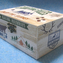 木製小物入れ　キャンプ　狩猟　鹿　熊　シャビーシック　ビンテージ 3枚目の画像