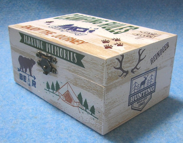 木製小物入れ　キャンプ　狩猟　鹿　熊　シャビーシック　ビンテージ 3枚目の画像