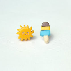 太陽和冰棒(藍)  耳環 第1張的照片