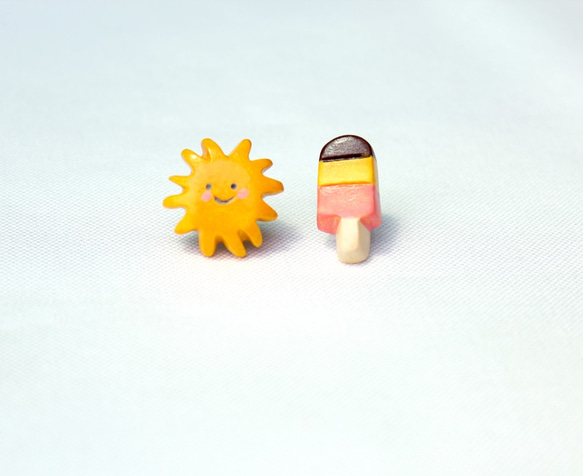 Sun x Popsicle（ピンク）ピアス 1枚目の画像