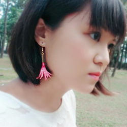 珊瑚粉-鹿角蕨造型 耳環/ 耳夾 /粉紅 第4張的照片