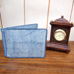 [On the way Series] Waxed leather Money Clip Wallet (Jeans) 1枚目の画像