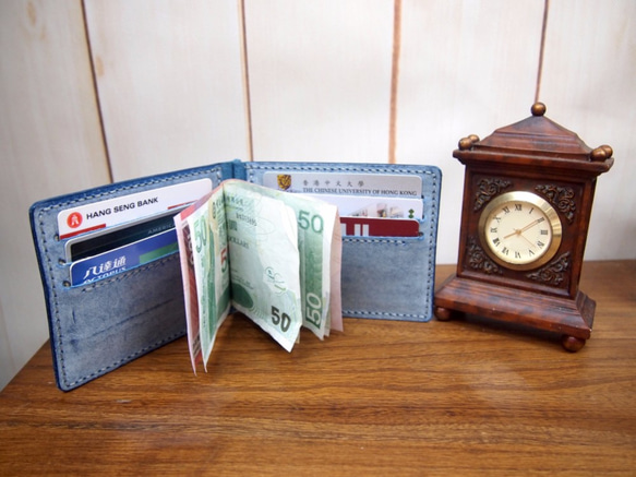 [On the way Series] Waxed leather Money Clip Wallet (Jeans) 2枚目の画像