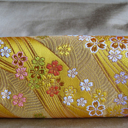 カバン職人が作った長財布（金襴＊黄色） 3枚目の画像