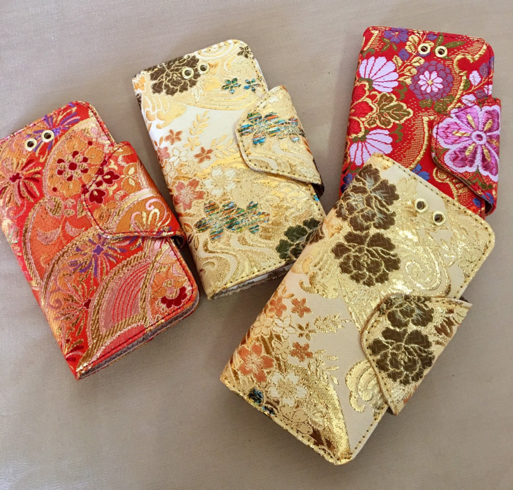 iphone ケース 6用　スタンド機能　金襴（黄）