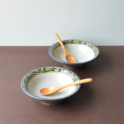 15cm緑釉唐草文深皿 (沖縄のやちむん 壺屋焼) 中皿 工房o-gusuya 通販