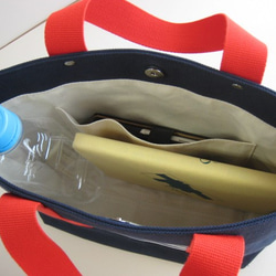 帆布トートバッグ TE・03紺×シマ×赤 4枚目の画像