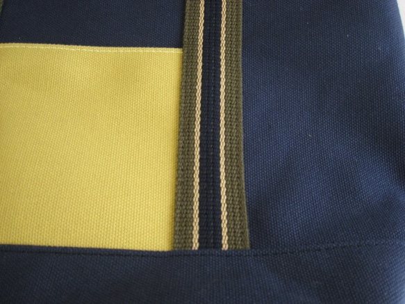 帆布トートバッグ TE・12紺×クリーム×紺 3枚目の画像