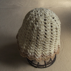 綿とリネンの帽子-ベージュ 1枚目の画像
