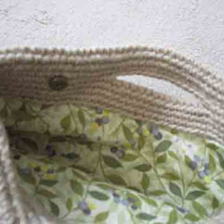 麻５色模様編み　ペタンコバッグ 3枚目の画像