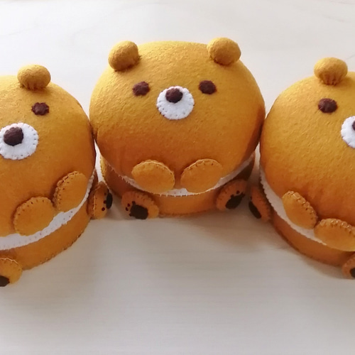 受注作製】フェルト おままごと♡くまさんハンバーガーセット おもちゃ