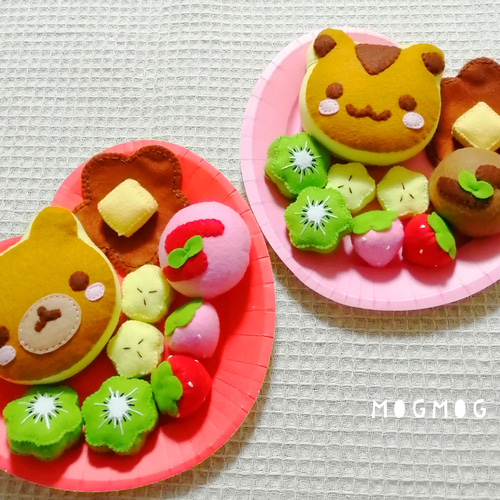 受注作製】フェルト♡ふわふわ 動物 パンケーキ ホットケーキ スイーツ
