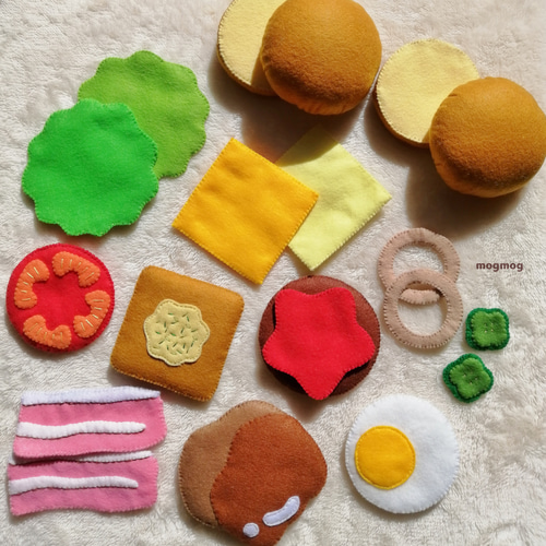 受注制作】フェルトおままごと♡ ハンバーガーセット おもちゃ・人形