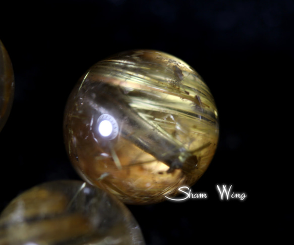 天然石✿良質ゴールドルチルクォーツ ラウンド約10～10.4mm☆3粒 3枚目の画像