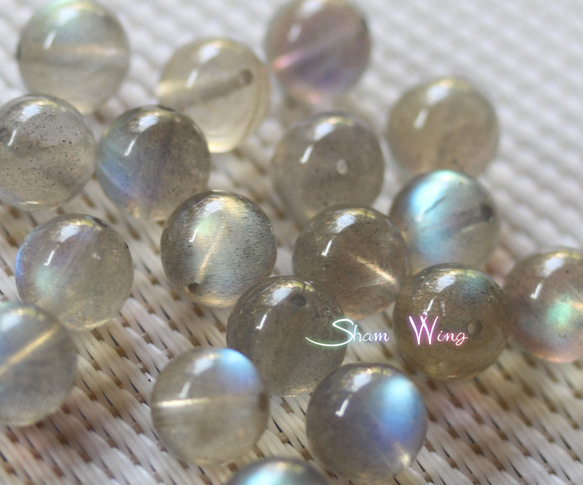 売約済※天然石✿宝石質ラブラドライト ラウンド約9.2～9.5mm☆2粒 5枚目の画像