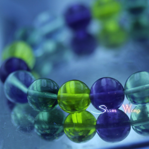 【美品】キャンディーフローライト　ブレスレット　No.１　透明　希少　カラフル クリエイティブに力強く生きる！キャンディカラーフローライト