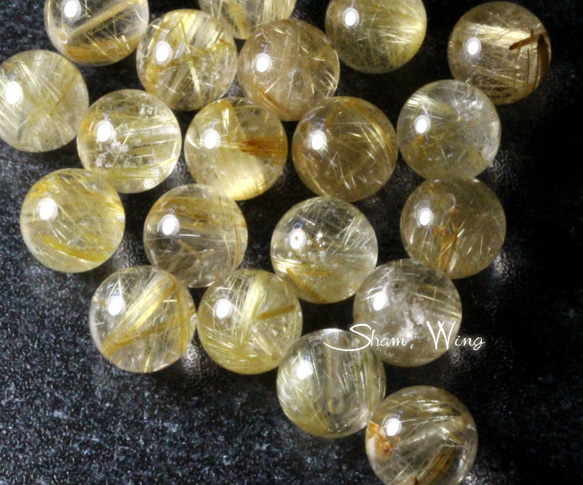 天然石✿高品質ゴールドルチルクォーツ ラウンド約10～10.4mm☆3粒 3枚目の画像