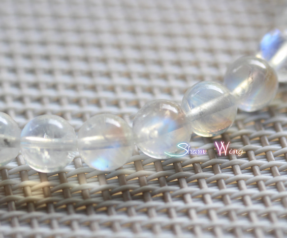 天然石✿宝石質レインボームーンストーン約6.5～6.9mmブレスレット☆極レッセンス 4枚目の画像