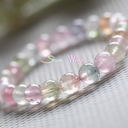 天然石✿良質パステルカラートルマリン約7.2～7.4mmブレスレット✧バイ