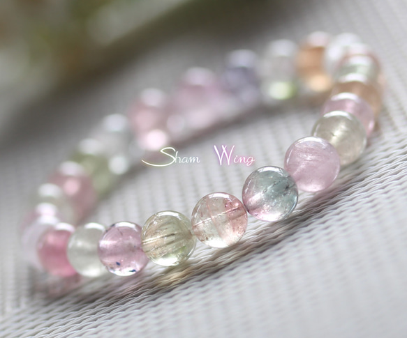 パステル　キャンディーカラー　トルマリン　ブレスレット キャンディーカラートルマリン9mm｜ファインミネラル＆ブレスレット