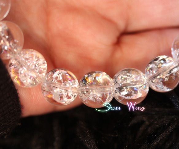 天然石✿宝石質アイリスクォーツ約10～10.3mmブレスレット☆虹の宝石箱 2枚目の画像