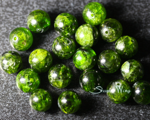 天然石✿高品質クロムダイオプサイト約8.4～8.9mm☆3粒 天然石 天然石