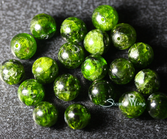 天然石✿高品質クロムダイオプサイト約8.4～8.9mm☆3粒 天然石 天然石