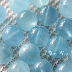 再販■天然石✿良質美色アクアマリン約10.4～10.9mm☆2粒 2枚目の画像