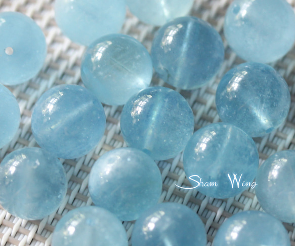 再販■天然石✿良質美色アクアマリン約10.4～10.9mm☆2粒 2枚目の画像
