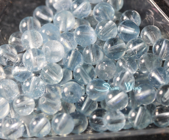 再販■天然石✿良質高透明アクアマリン約4.4～4.7mm☆8粒 4枚目の画像