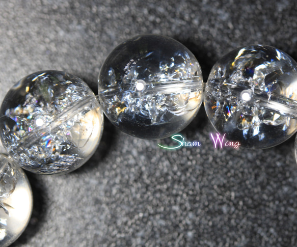 天然石✿大粒アイリスクォーツ約12～12.2mmブレスレット☆虹の宝石箱 1枚目の画像