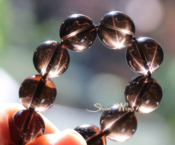 天然石✿高品質スタースモーキークォーツ ラウンド約11～11.4mm☆3粒