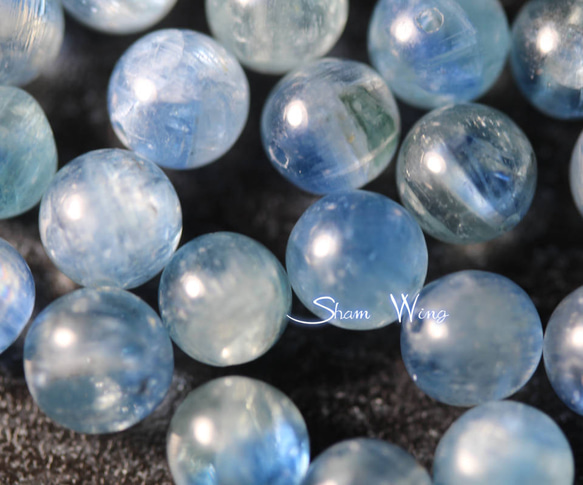 天然石✿良質カイヤナイト ラウンド約6.5～6.7mm☆4粒 5枚目の画像
