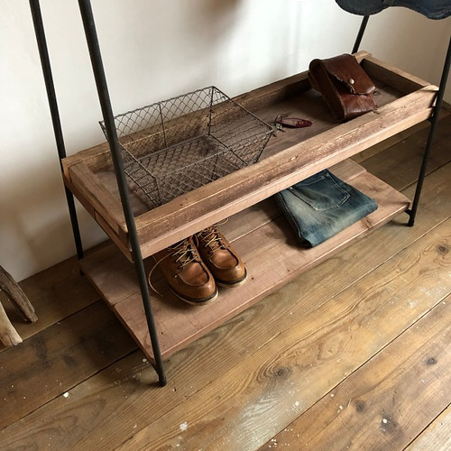 貴重　数量限定　2段　大きなハンガーラック　古材　収納棚　ディスプレイラック 貴重 数量限定 2段 大きなハンガーラック 古材 収納棚 ディスプレイ