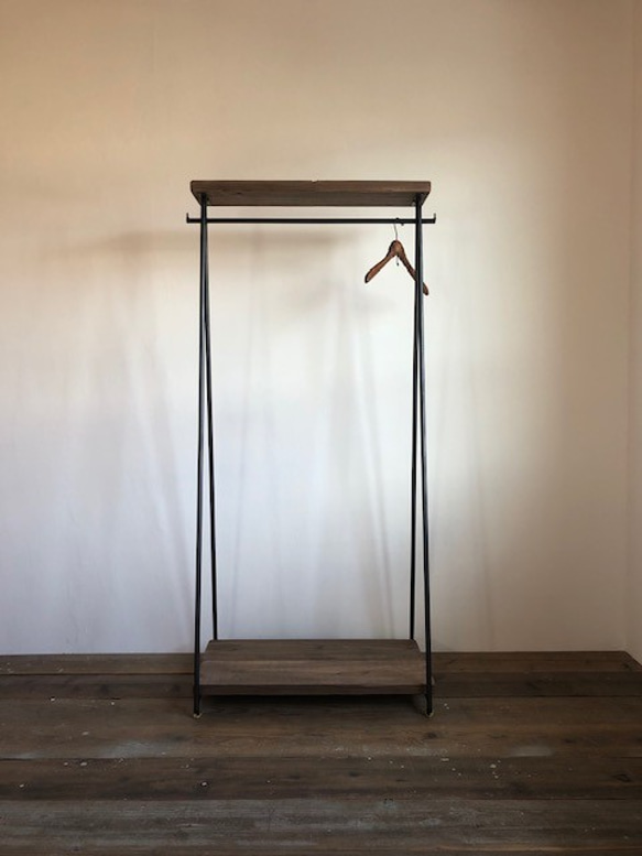 数量限定　SNNK-H-80　 ハンガーラック 　アイアン　インダストリアル　フック付　コンパクト 色ムラ