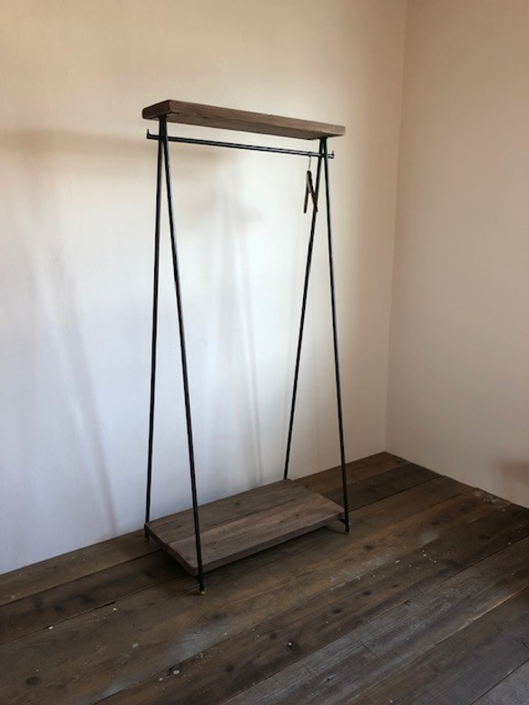数量限定　SNNK-H-80　 ハンガーラック 　アイアン　インダストリアル　フック付　コンパクト 色ムラ