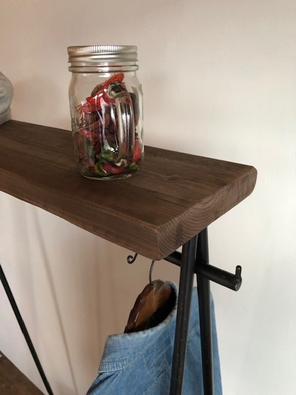 数量限定　SNNK-H-80　 ハンガーラック 　アイアン　インダストリアル　フック付　コンパクト 色ムラ