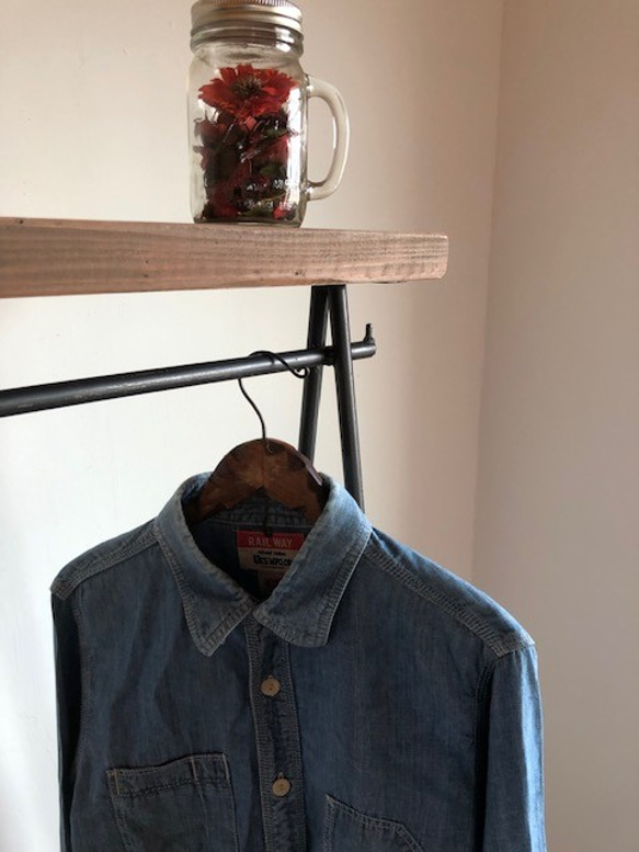 数量限定　SNNK-H-80　 ハンガーラック 　アイアン　インダストリアル　フック付　コンパクト 色ムラ