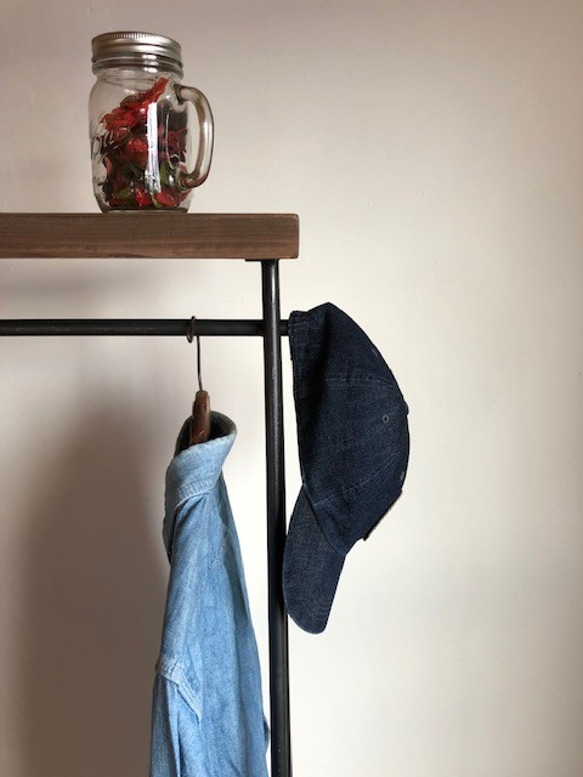 数量限定　SNNK-H-80　 ハンガーラック 　アイアン　インダストリアル　フック付　コンパクト 色ムラ