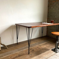 数量限定　MDT-150　ワークデスク　古材　カフェテーブル　テーブル　ダイニングテーブル　作業台　デスク　鉄脚 1枚目の画像
