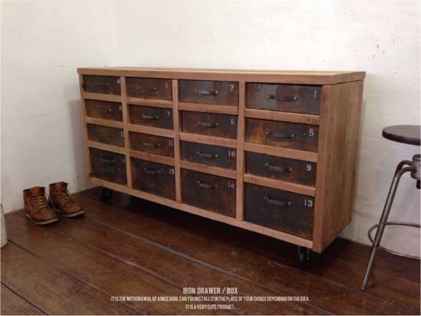数量限定　16 I-D　シェルフ　テレビボード　アイアン 収納棚　16杯　引出し　チェスト　サイズオーダー