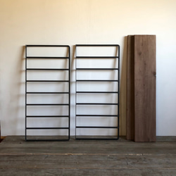 天然無垢材 ワイドアイアンフレームシェルフ 棚・シェルフ