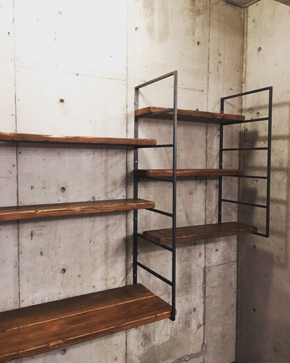 サイズオーダー可能　ILS-S/L　ラダー1台～　アイアン　ラダーシェルフ　壁付け棚　ウォールシェルフ　ブラケット