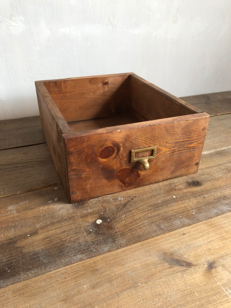 数量限定　STSB-M　木製　引出し ウッドボックス　収納　取手　真鍮　木箱　BOX　引き出し（Mサイズ）