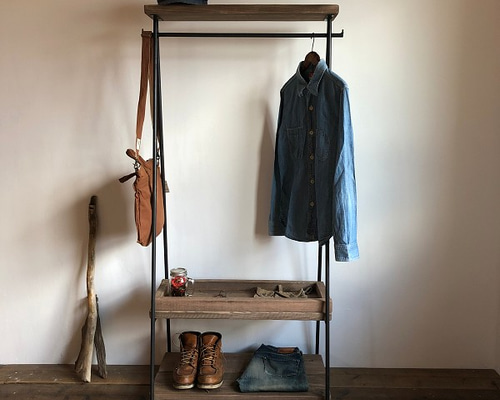 サイズオーダー可能 自由設計 2D-M5-FREE 段棚 ハンガーラック