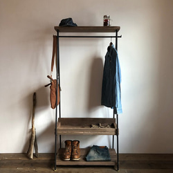 数量限定 2D-MN / 2段棚 ハンガーラック アイアン インダストリアル 古