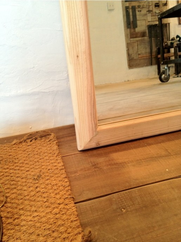 数量限定　WMW-N　古材　鏡　ミラー　木製枠　壁掛け　置き鏡　美容室　中型　サロン　アパレル店　ご自宅 より歪みの少ないプロモデル クリアーブラウン 色ムラ